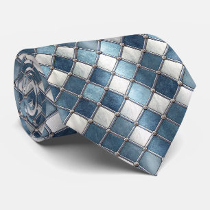 Metallic Blue Diamond - Geometric Industrial Tie