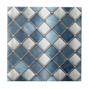 Metallic Blue Diamond - Geometric Industrial Tile