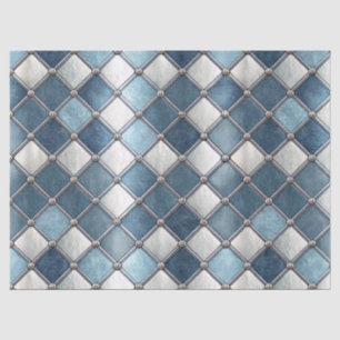 Metallic Blue Diamond - Geometric Industrial Tissue Paper