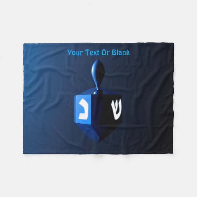 Metallic Blue Dreidel Fleece Blanket (Front (Horizontal))