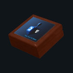 Metallic Blue Dreidel Gift Box<br><div class="desc">A modernistic,  metallic blue dreidel against a dark,  night-like background.  Two of the Hebrew letters found on a dreidel,  nun and shin,  glow brightly.  Add your own text.</div>