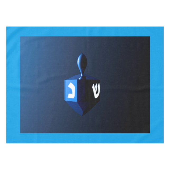 Metallic Blue Dreidel Tablecloth (Front (Horizontal))
