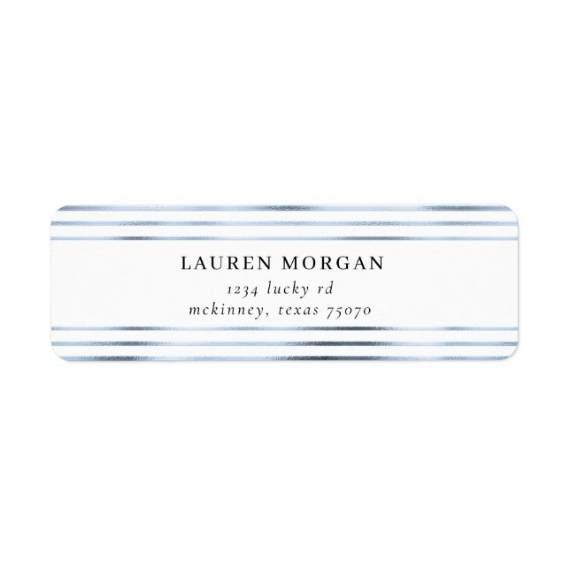 metallic blue foil stripes Return Address Label (Front)