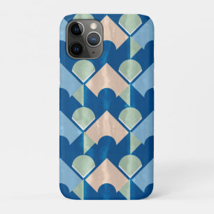 Metallic blue geometric diamond shapes iPhone 11 pro case