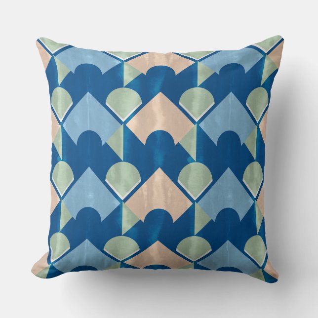 Metallic blue geometric diamond shapes  cushion (Front)