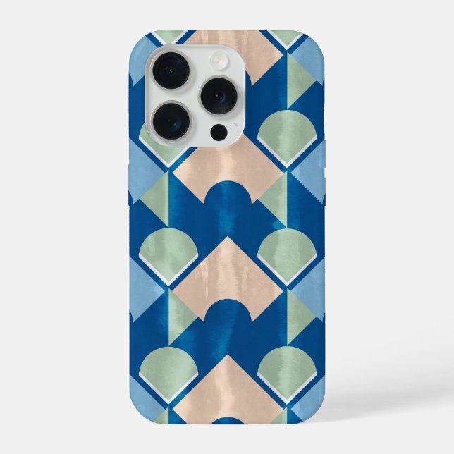 Metallic blue geometric diamond shapes  iPhone case (Back)
