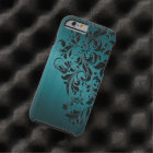 Metallic Blue-Green Brushed Aluminium & Black Lace