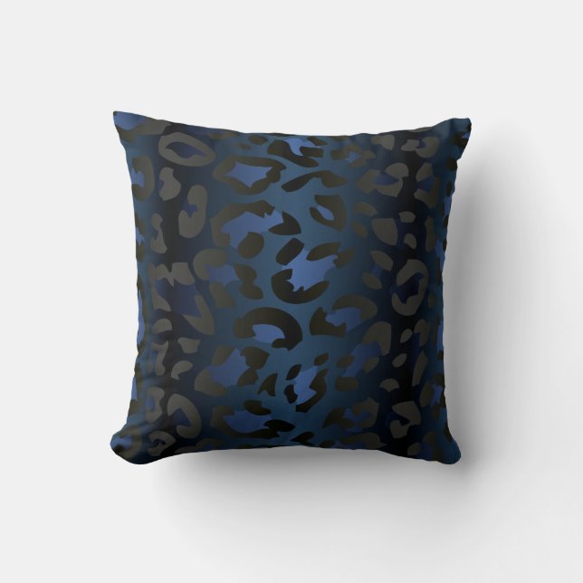 Metallic Blue Leopard Skin Pillow (Front)