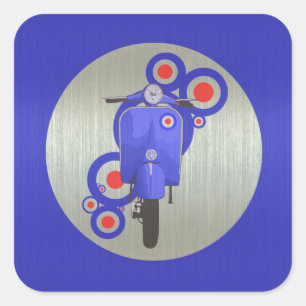 Metallic Blue retro scooter and targets stickers