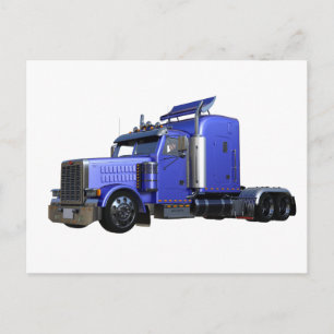 Metallic Blue Semi Tractor Trailer Truck Postcard
