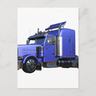 Metallic Blue Semi Tractor Trailer Truck Postcard