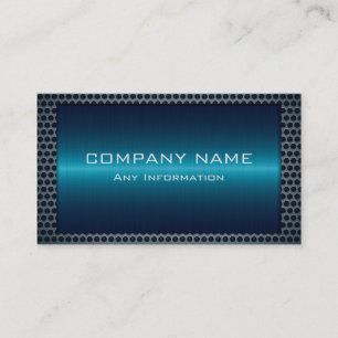 Metallic Blue Stainless Grey Steel Hole Look Business Card