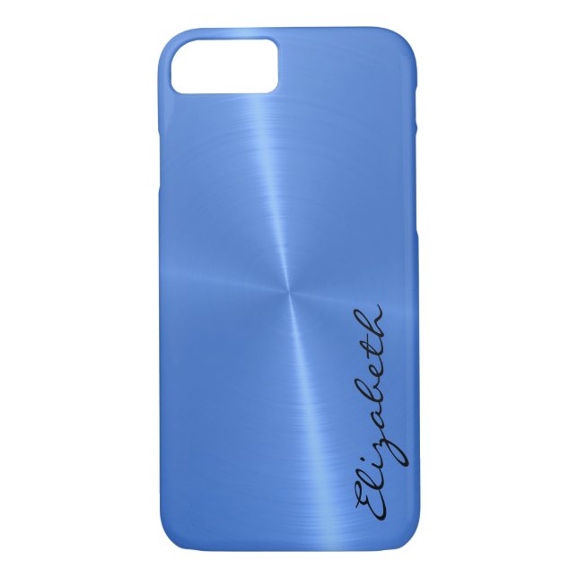 Metallic Blue Stainless Steel Metal Look Case-Mate iPhone Case (Back)