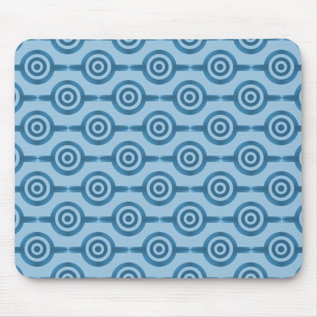 Metallic Blue Trendy Circles Mousepad (Front)