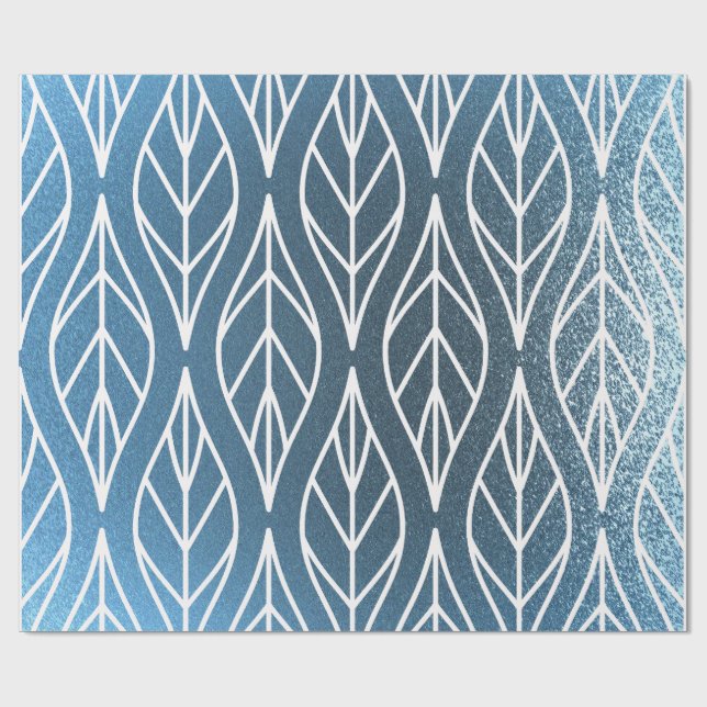 Metallic Blue White Gift Wrapping Paper (Flat)