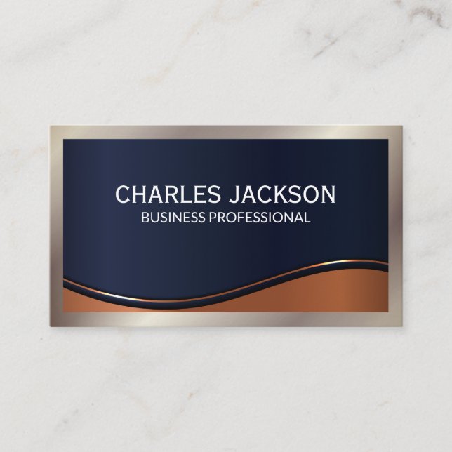 Metallic Border | Metal Wave Business Card (Front)