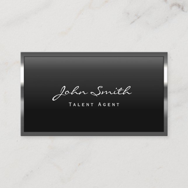 Metallic Border Professional Talent Agent Business Card (Front)