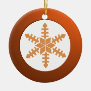 Metallic Brass Circle and Snowflake Ceramic Tree Decoration