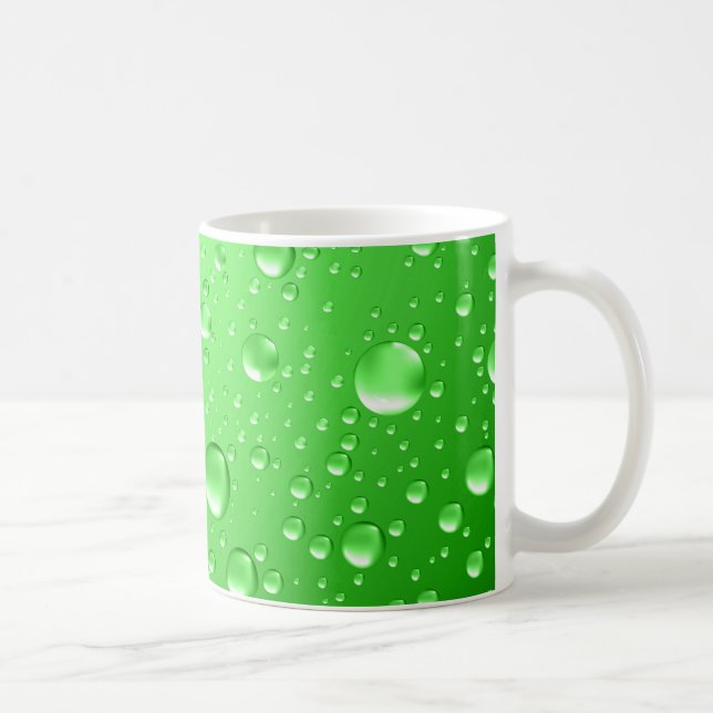 Metallic Bright Green Abstract Rain Drops Coffee Mug (Right)