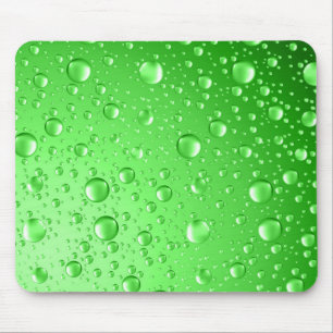 Metallic Bright Green Abstract Rain Drops Mouse Mat
