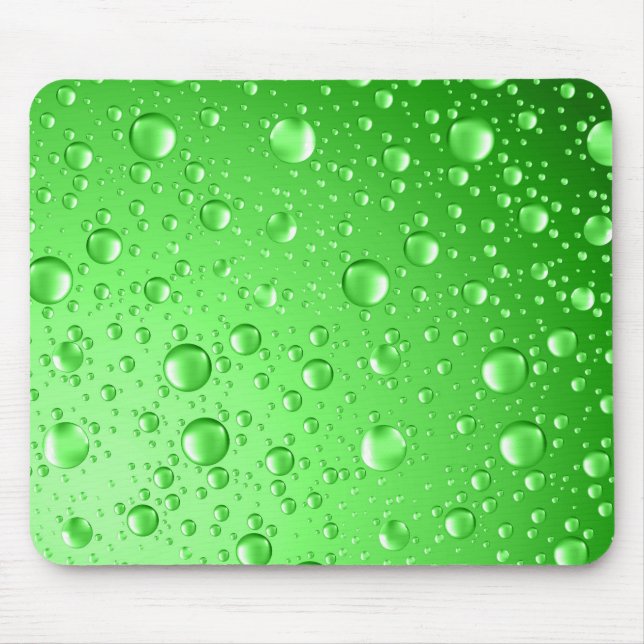 Metallic Bright Green Abstract Rain Drops Mouse Mat (Front)
