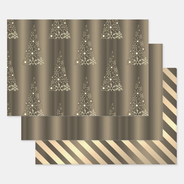 Metallic Bronze Christmas Wrapping Paper Sheet (Set)