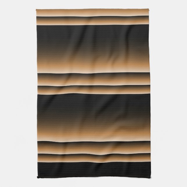 Metallic Bronze Copper Brown Ombre Stripes Tea Towel (Vertical)