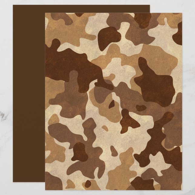 Metallic Bronze Desert Camouflage Scrapbook Paper (Front/Back)