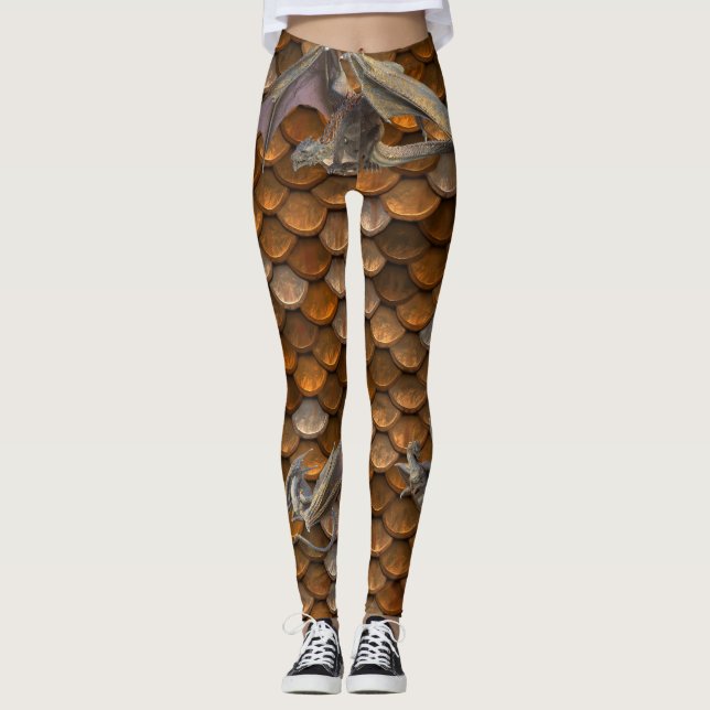 Metallic Bronze Dragon Scales Leggings (Front)
