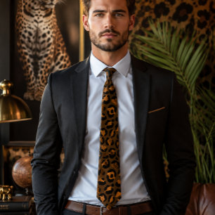 Metallic Bronze Leopard Print Tie