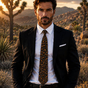 Metallic Bronze Leopard Print Tie