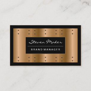 Metallic Bronze with Rivets   Black Border Business Card
