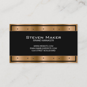 Metallic Bronze with Rivets   Black Border Business Card
