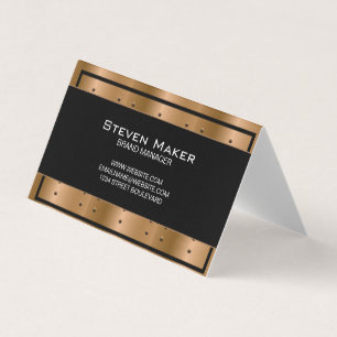 Metallic Bronze with Rivets   Black Border Business Card