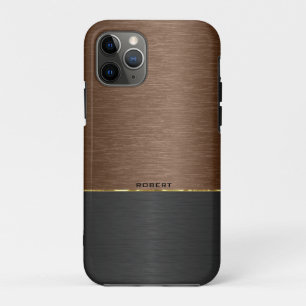 Metallic brown & black combo with gold accent iPhone 11 pro case