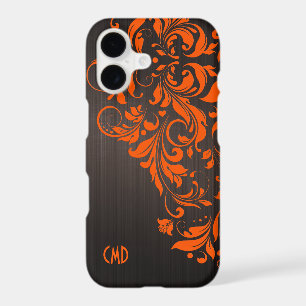 Metallic Brown Brushed Aluminium & Orange Lace