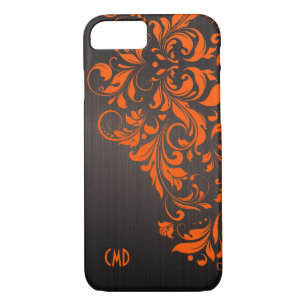 Metallic Brown Brushed Aluminium & Orange Lace iPhone 8/7 Case
