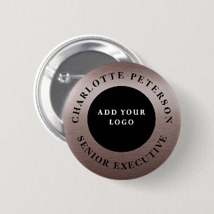 Metallic Brown Custom Logo Name Tag  Promotional   6 Cm Round Badge