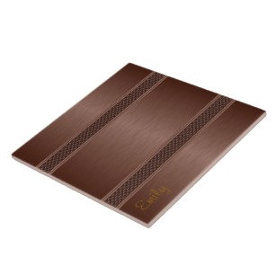Metallic Brown Tones Brushed Aluminium Look 2 Tile