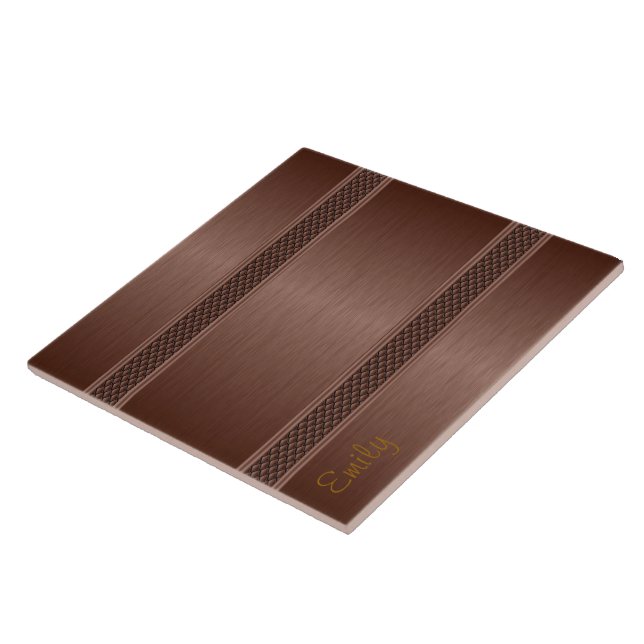 Metallic Brown Tones Brushed Aluminium Look 2 Tile (Side)