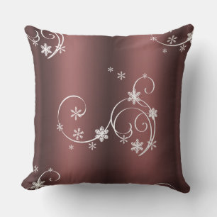 Metallic Brown White Swirls Christmas Cushion