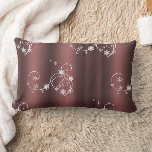 Metallic Brown White Swirls Christmas Lumbar Cushion