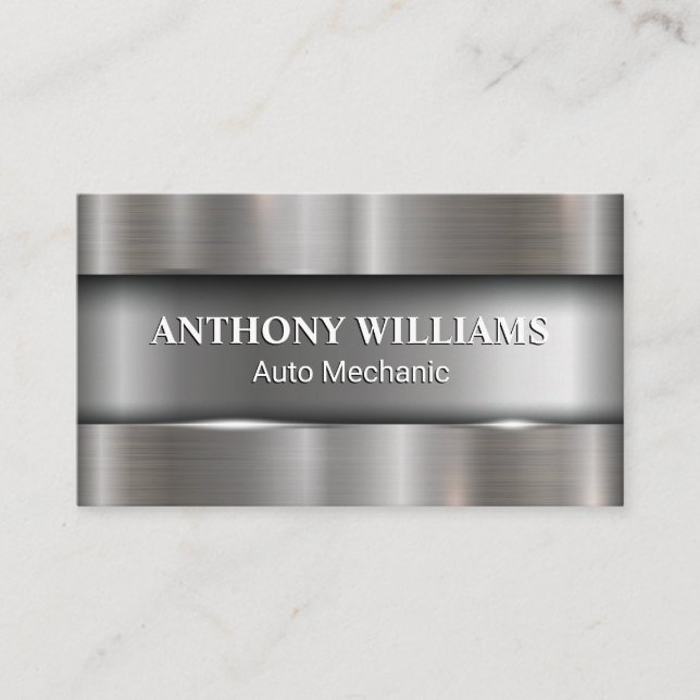 Metallic Brushed Background Business Card (Front)