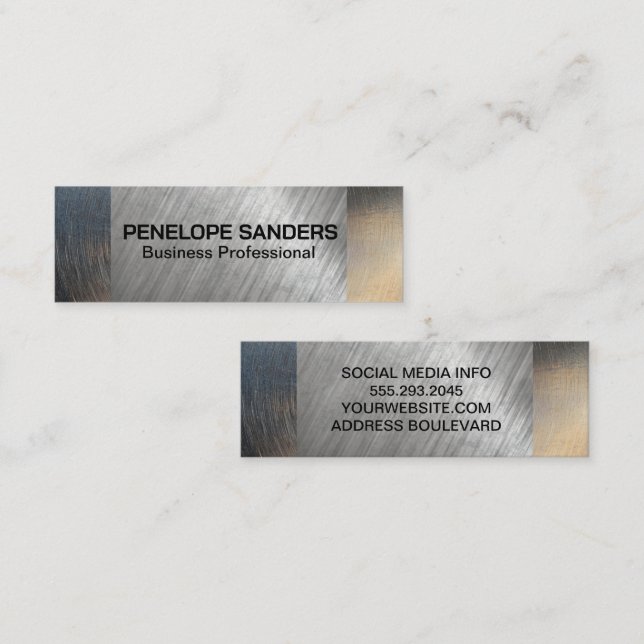 Metallic Brushed Background  Mini Business Card (Front/Back)