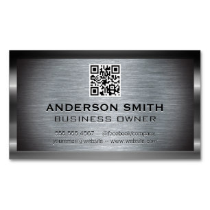 Metallic Brushed Background    QR Code Magnetic Business Card