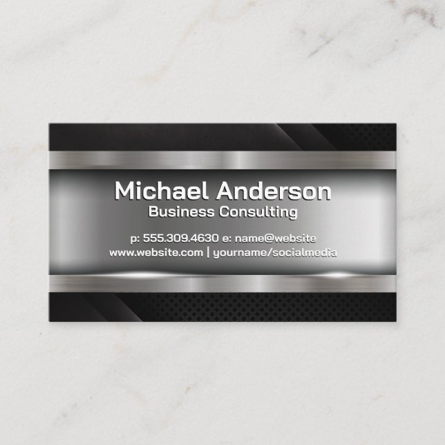 Metallic Brushed | Black Trim Panels Business Card (Front)