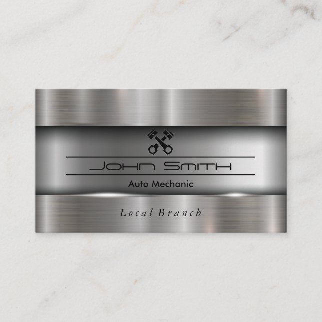 Metallic Brushed Industrial Business Card (Front)