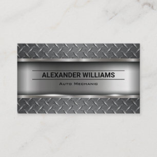 Metallic Brushed Industrial Diamond Plated Steel Business Card