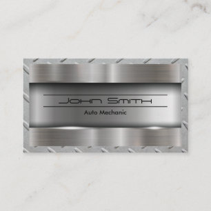 Metallic Brushed Industrial   Steel Border Business Card