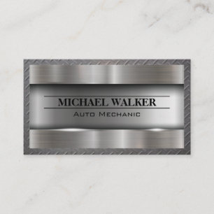 Metallic Brushed Industrial   Steel Pattern Border Business Card